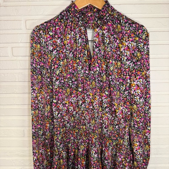 Steve Madden Pink Floral Smocked Choker Neck Party Dress, Women’s Size Medium - Picture 2 of 9